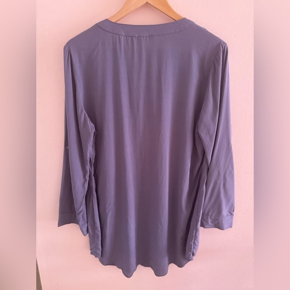 Solitaire Dove Tea Time Garden Tunic top dress gray embroidery colorful size L - Picture 15 of 16